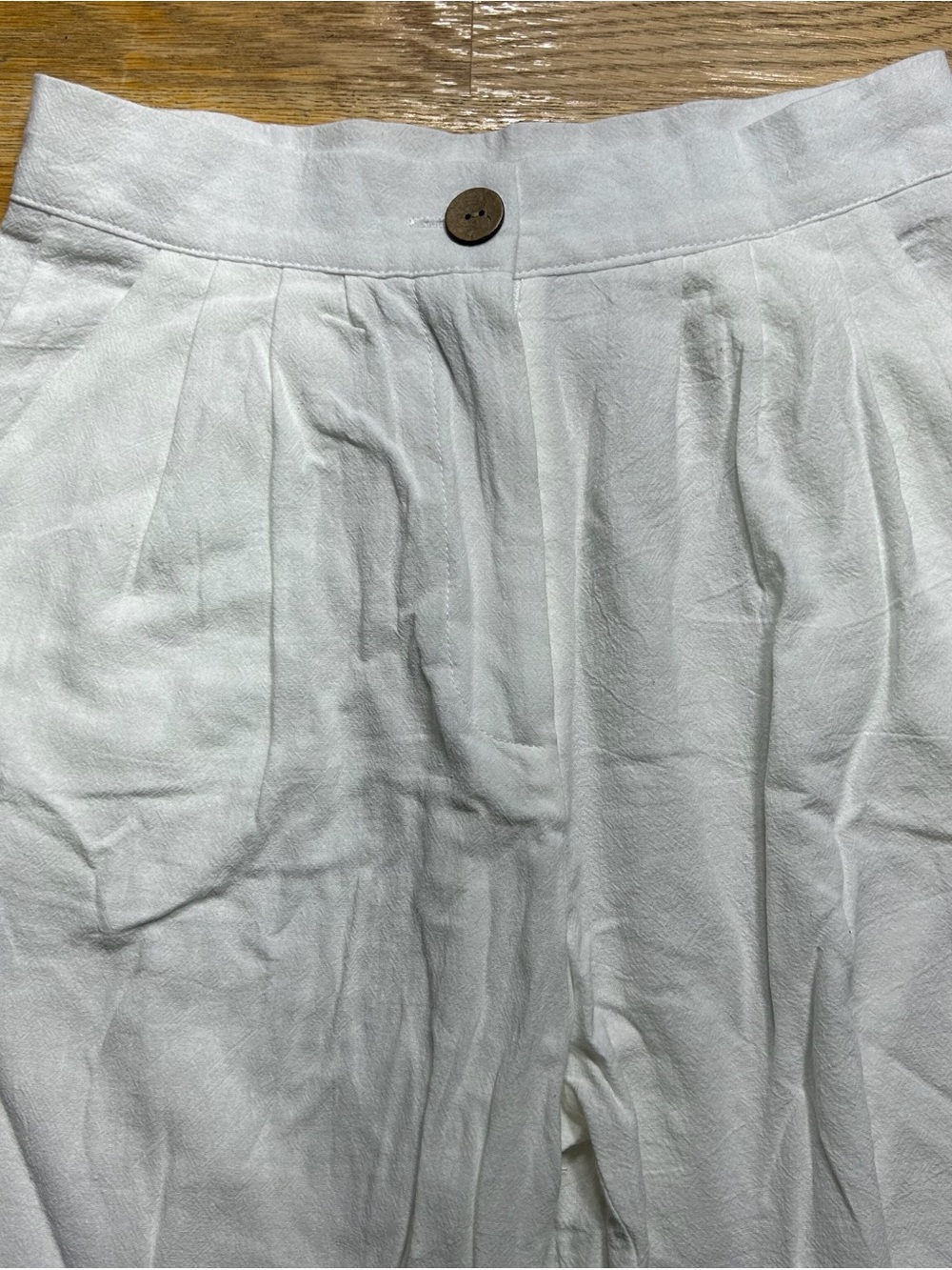 White Linen Blend Pants